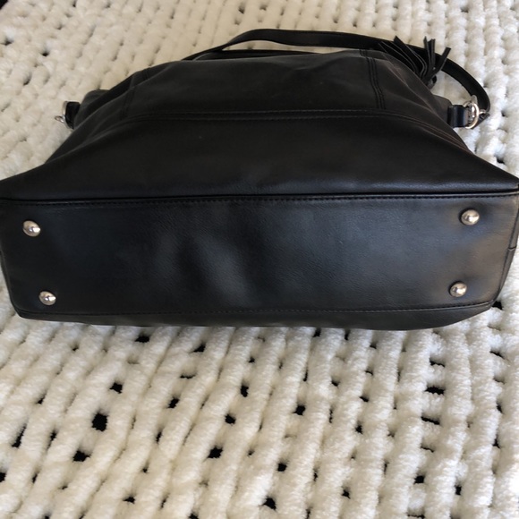 Tignanello Authentic black magnetic shoulder bag. 13 x 10 1/2. Tassels. EUC - Picture 4 of 8